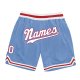 Men's Custom Light Blue White-Red Authentic Throwback Basketball Shorts